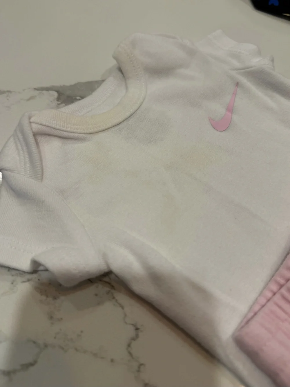 Nike Pink/White Onesie Outfit and Black Multicolor Footie Sleeper